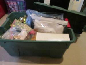 Tote with Lid Full of Misc Christmas