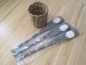 Basket with 3 36 Cinnamon Brooms.