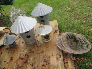 Assortment of Metal Outdoor Bird feeders