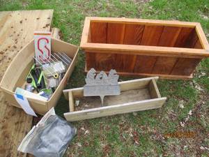 Large and small outdoor wood planters