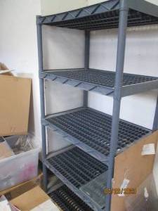 Tall gray plastic 5-tier storage shelf