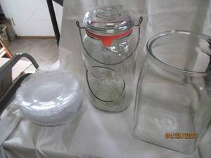 Large glass Ball lidded canister, plus