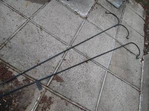 Pair of heavy metal shepherds hooks.