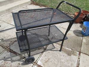 Metal Framed outdoor butler or planter cart
