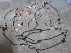 Variety of assorted bungee cords.