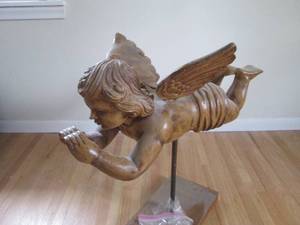 Carved Wooden flying Angel statue