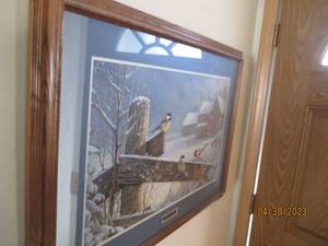 lot 105 image: Winter Chickadees framed and doub...