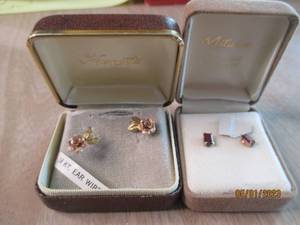 lot 164 image: 14k gold plated rose earrings with ...