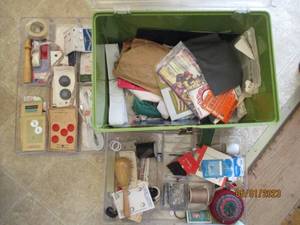 lot 167 image: Vintage Sewing case filled with a l...