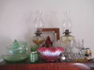 lot 182 image: Pair of large Vintage glass oil lam...