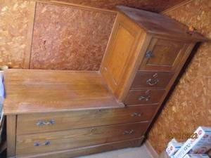 lot 201 image: Antique Wood 4-drawer 1-door gentle...