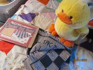 lot 234 image: Vintage rug style checkers and tic-...