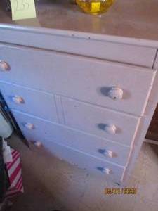 lot 236 image: Vintage painted Wood and heavy 4-dr...