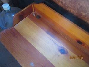 lot 238 image: Vintage Wood storage bench with hin...