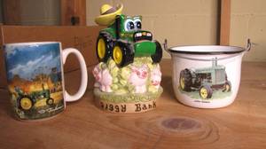 lot 278 image: John deer mug, pail and a bank...
