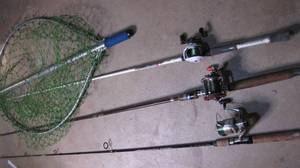 lot 294 image: 3 heavy duty Canadian fishing poles...