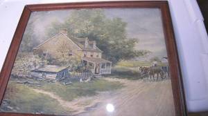lot 334 image: 5 pictures one is framed...