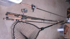 lot 341 image: fishing poles and landing net...