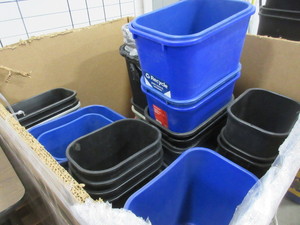 lot 127 image: BIN FULL OF ASSORTED TRASH CANS