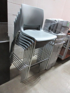 lot 312 image: GRAY STACKABLE STOOLS PUB CHAIRS