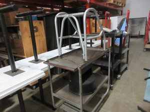 lot 160 image: METAL UTILITY CART AND STEPSTOOLS