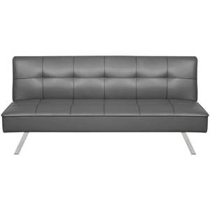lot 129 image: New  Serta Cobie Leather-Look Convertible Futon Sofa Bed - Dark Gray  (MSRP $299.99)