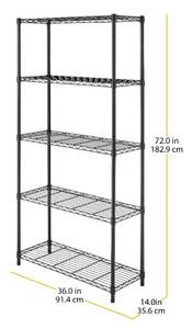 lot 140 image: New  Whitmor Supreme 5-Shelf Storage Unit - Black  (MSRP $139.99)