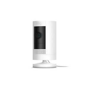 lot 9 image: New  Ring Stick Up Cam Plug-In (3rd Generation) - White - MSRP $136.99