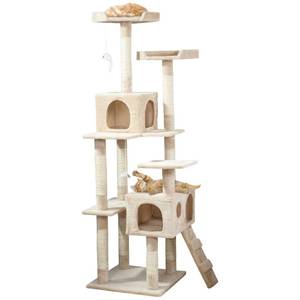 lot 77 image: New  PETMAKER Skyscraper Sleep and Play 66 Cat Tree - Beige - MSRP $159.99