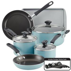 lot 40 image: New  Farberware Cookstart 15-Pc. DiamondMax Nonstick Aluminum Cookware Set - TEAL