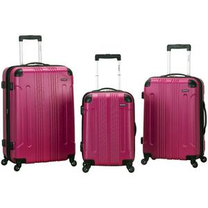lot 32 image: New  Rockland Fox Luggage Carnival 3-Pc. Hardside Spinner Upright Luggage Set (Magenta)