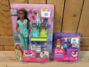 lot 30 image: Lot of 2 Barbie Baby Doctor Doll & Barbie Skipper Babysitters Inc Doll And Accessories