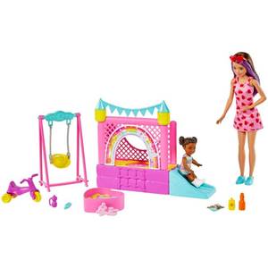 lot 39 image: Barbie Skipper Babysitters Inc. Bounce House Playset With Dolls & Accessories