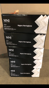 lot 4 image: 5 Boxes of Angora Herringbone 12 in. x 12 in. Polished Marble Floor and Wall Tile (1 sq. ft.Each) by MSI   Customer Returns See Pictures