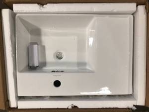 lot 19 image: St. Tropez Vessel Sink in Glossy White by Swiss Madison  Customer Returns See Pictures