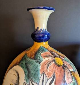 lot 6 image: Pair of Large Colorful Ceramic Vases from Mexico