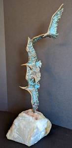 lot 10 image: Bronze Bird Artisan Sculpture on Stone
