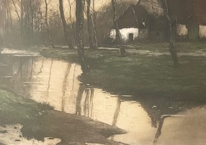 lot 177 image: Maison Pres De La Riviere Framed Print by Henri Jourdain