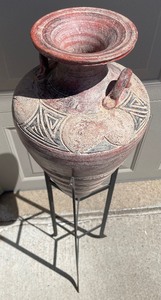 lot 225 image: Pretty Pottery Vase on a Metal Stand