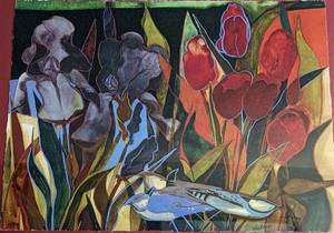 lot 11 image: Framed Vibrant Bird Artisan Print by Edie Abnet