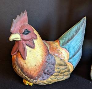 lot 48 image: Colorful Painted Wood Roosters