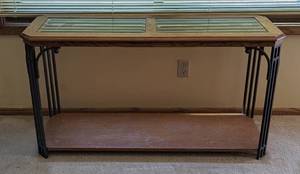 lot 23 image: Glass Topped Console Table