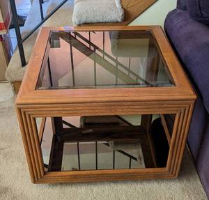lot 29 image: Glass Topped Side Table