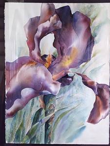 lot 102 image: Large Framed Iris Watercolor Painting by G. Fonnest