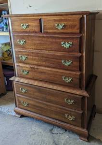 lot 125 image: Vintage Maple Highboy Dresser