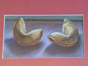 lot 137 image: Small Framed Fortune Cookie Color Pencil Drawing by David Cooley