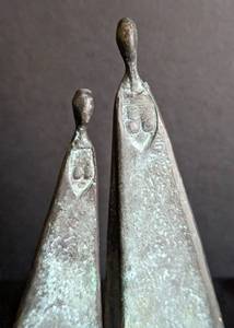 lot 252 image: Pair of Sydney Kumalo Bronze Triangular Women Sculptures