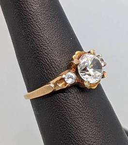 lot 243 image: 10k Gold and Lab Created Diamond Ring