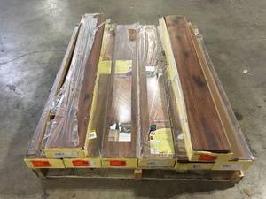Pallet of Distressed Brown Hickory 12 mm T x 6.3 in. W Laminate Wood Flooring (15.5 sqftcase) by Home Decorators Collection (8 Boxes)  Customer Returns See Pictures