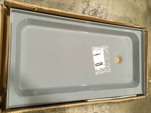 Voltaire 60 in. L x 32 in. W Alcove Shower Pan Base with Right-Hand Drain in Grey by Swiss Madison Customer Returns See Pictures